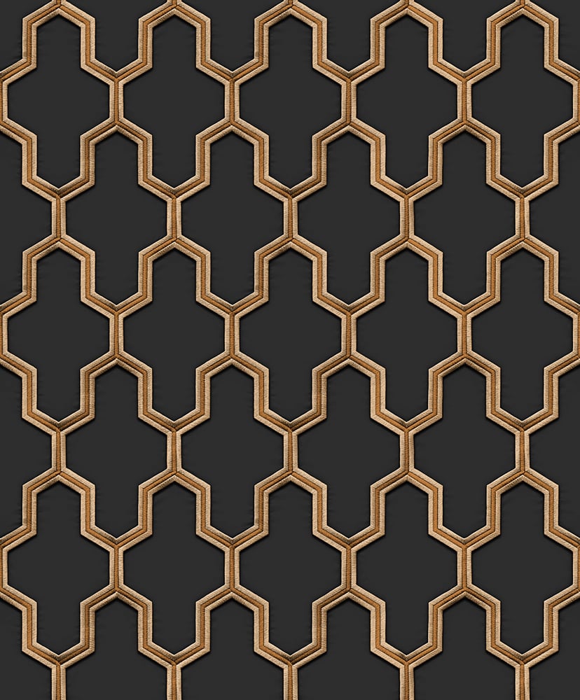 Behang muurtextiel geometrisch zwart