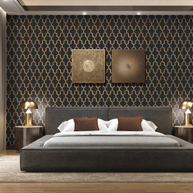 Behang muurtextiel geometrisch zwart