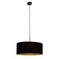 Hanglamp Sparkled Light 3960ZW, zwart met zwarte linnen kap en gouden accenten