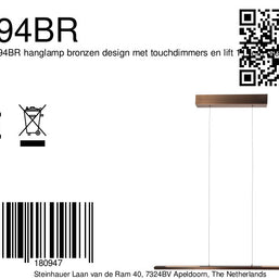 Hanglamp Bande 3994BR, bronzen LED-hanglamp in warme tint, 114 cm breed