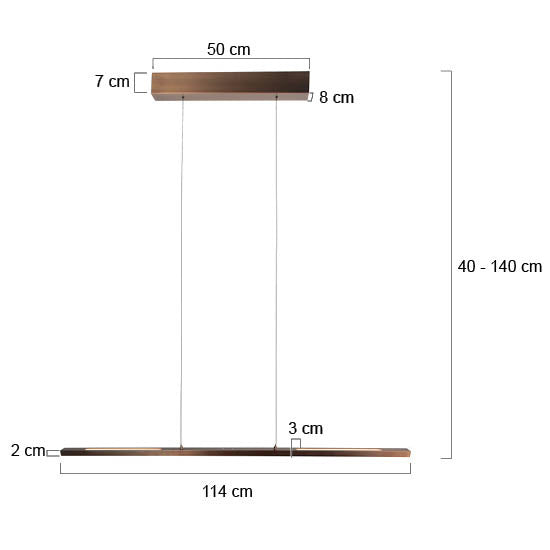 Hanglamp Bande 3994BR, bronzen LED-hanglamp in warme tint, 114 cm breed