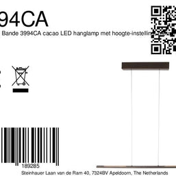 Hanglamp Bande 3994CA cacao, LED, warmbruin, 114 cm