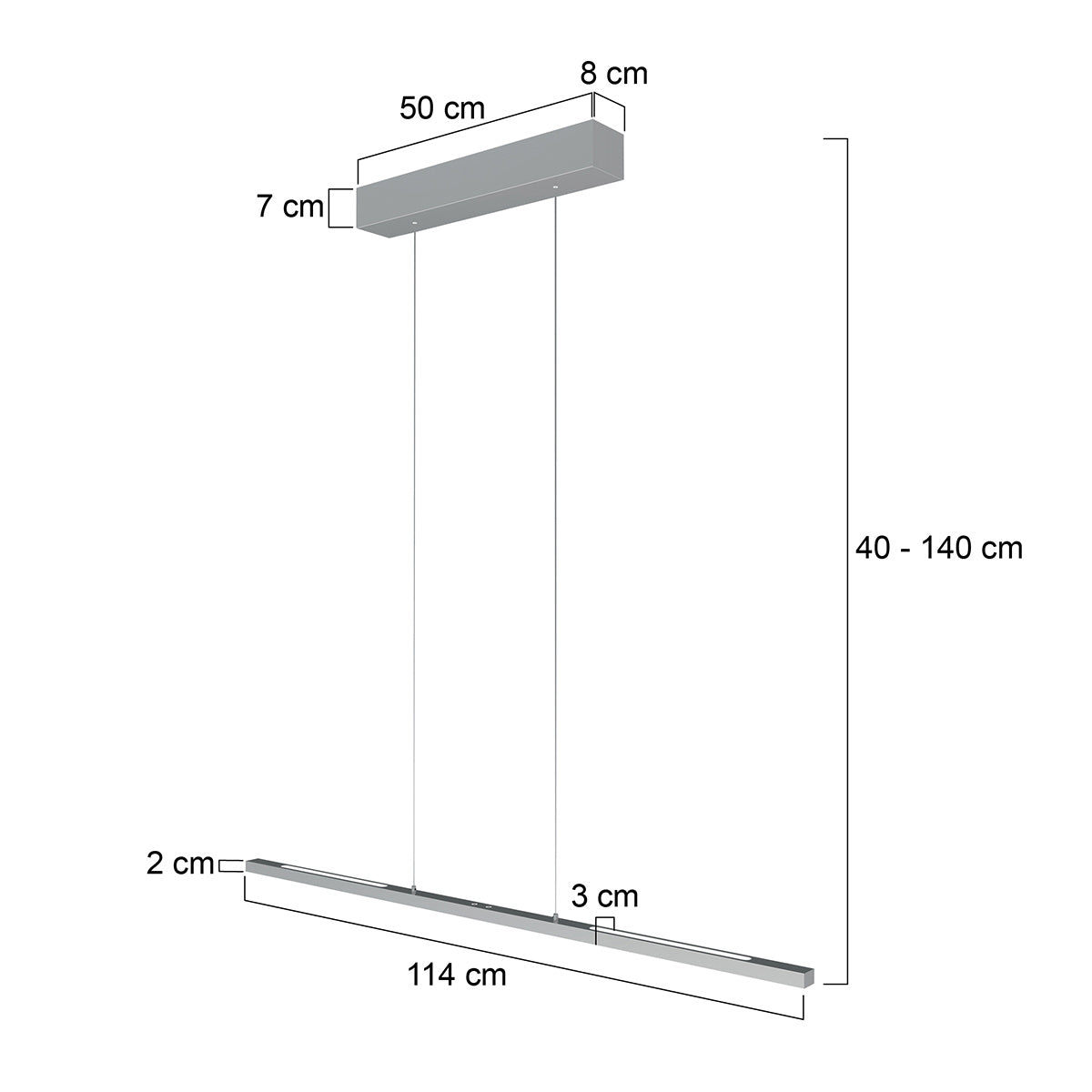 Hanglamp Bande 3994ST, stalen LED-hanglamp met kabellift, 114 cm breed