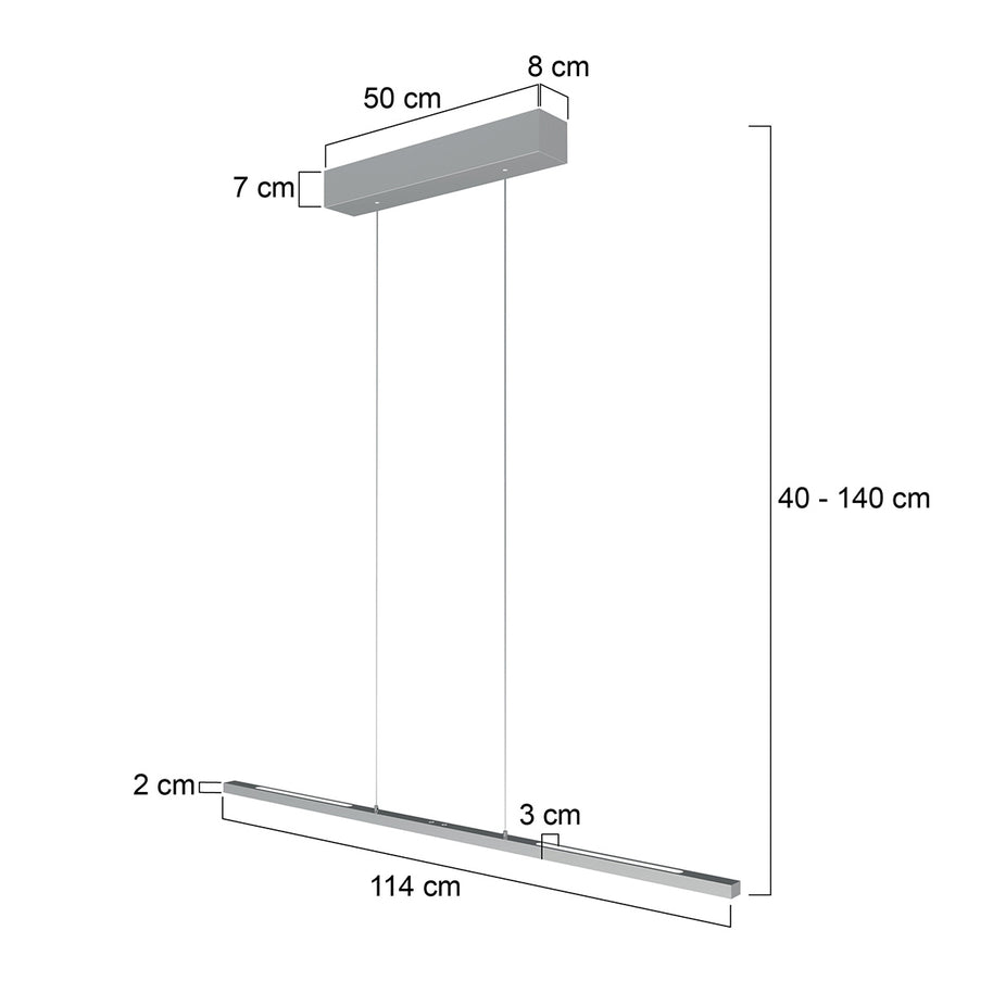 Hanglamp Bande 3994ST, stalen LED-hanglamp met kabellift, 114 cm breed