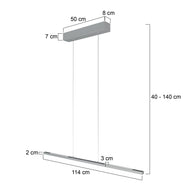 Hanglamp Bande 3994ST, stalen LED-hanglamp met kabellift, 114 cm breed