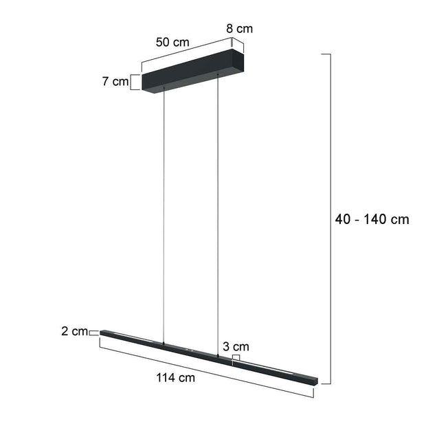 Hanglamp Bande 3994ZW zwarte LED-hanglamp met kabellift 114 cm breed