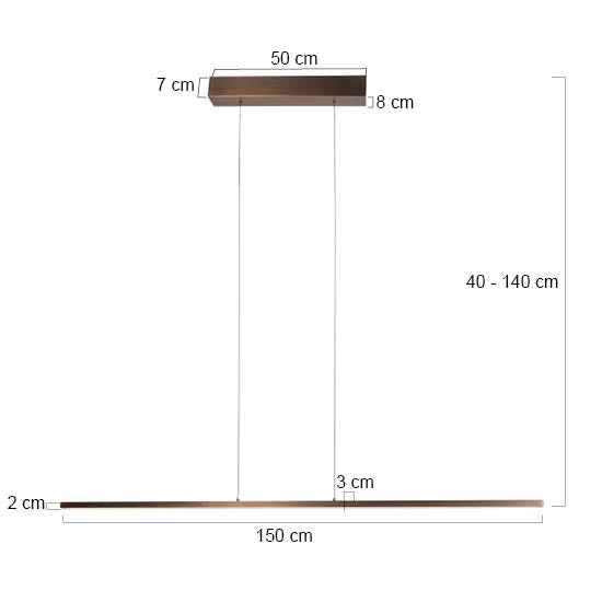 Bande 3995BR hanglamp – bronzen blikvanger met verstelbare ophanging en dimmers, 150 cm