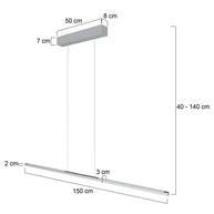 Hanglamp Bande 3995ST staalkleurige hanglamp met kabellift 150 cm breed