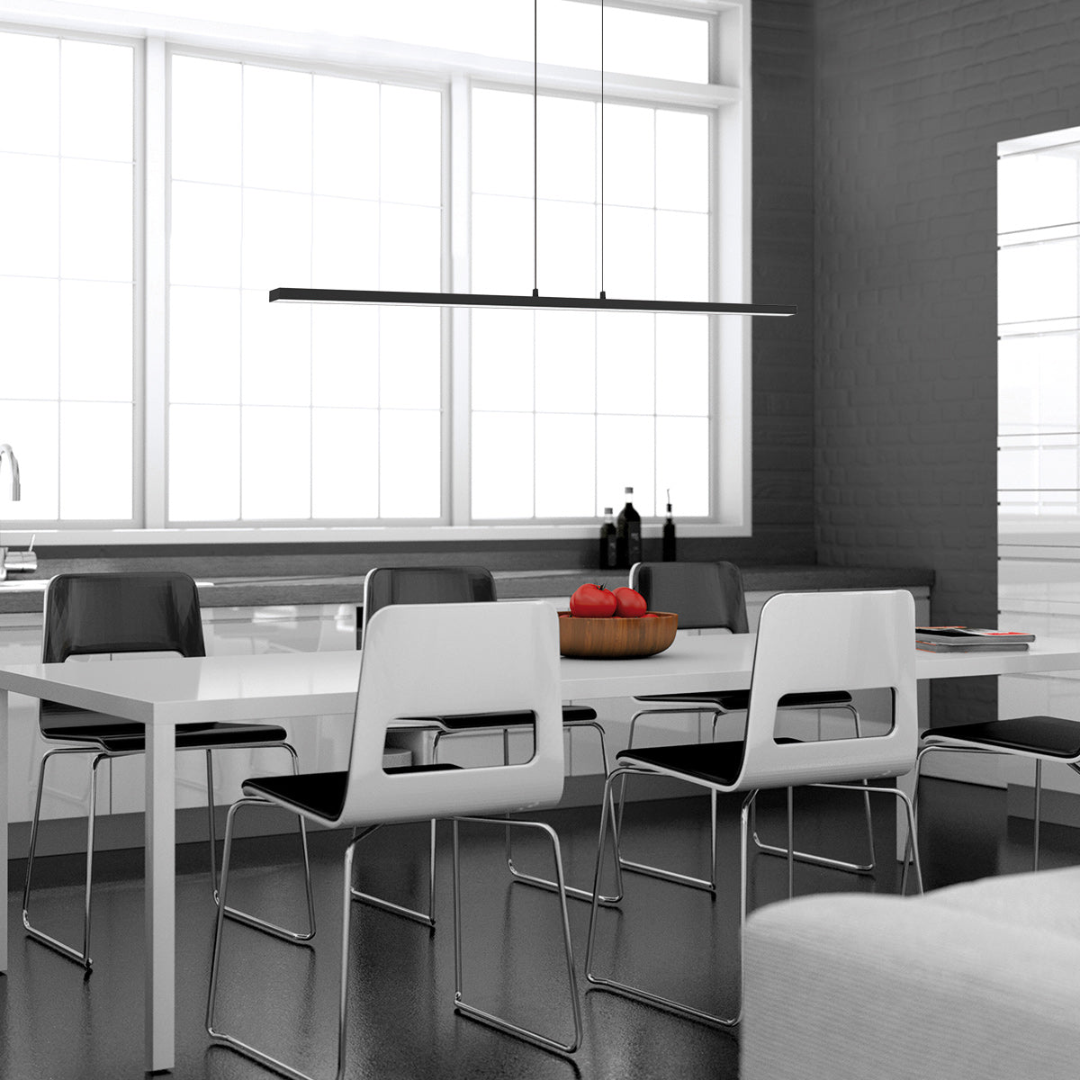 Hanglamp Bande 3995ZW zwart, 150 cm breed, met kabellift