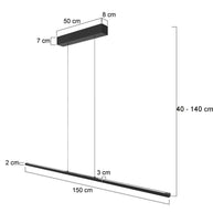 Hanglamp Bande 3995ZW zwart, 150 cm breed, met kabellift