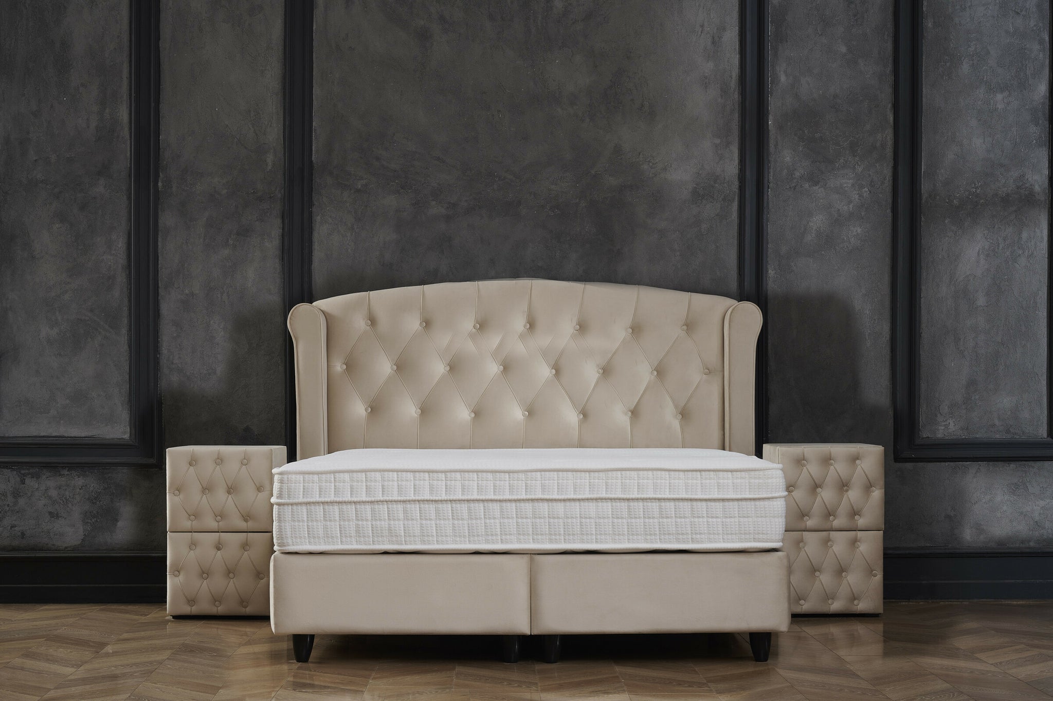 Opbergboxspring Aurora Velvet Beige 160x200