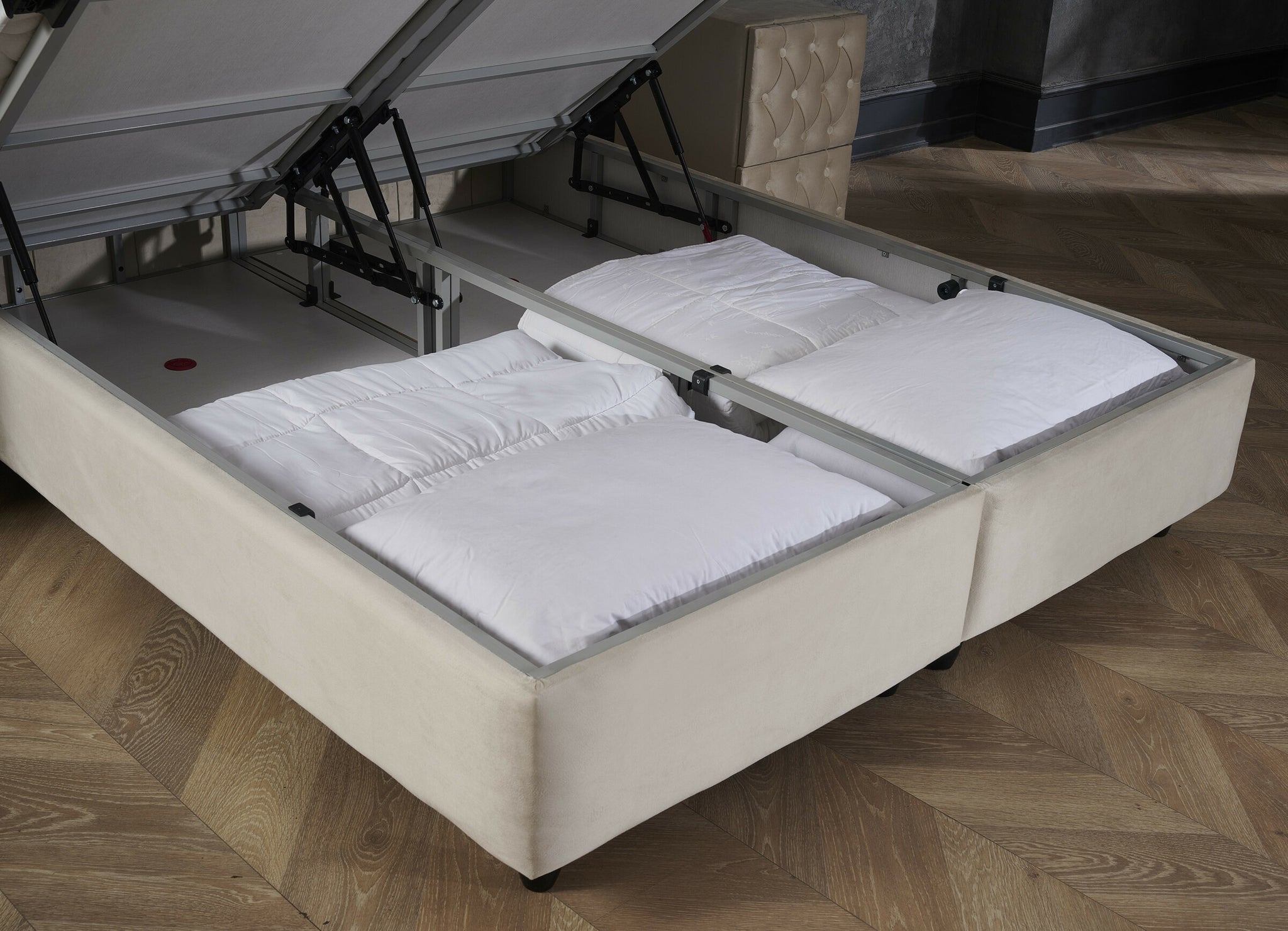 Opbergboxspring Aurora Velvet Beige 180x200