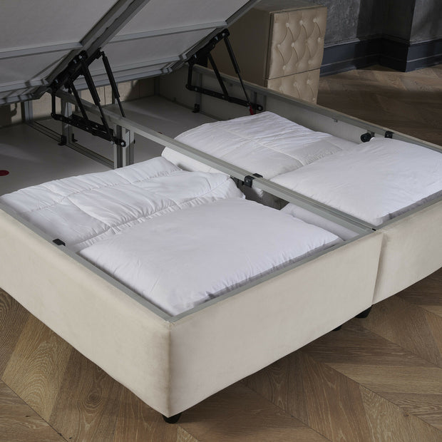 Opbergboxspring Aurora Velvet Beige 180x200