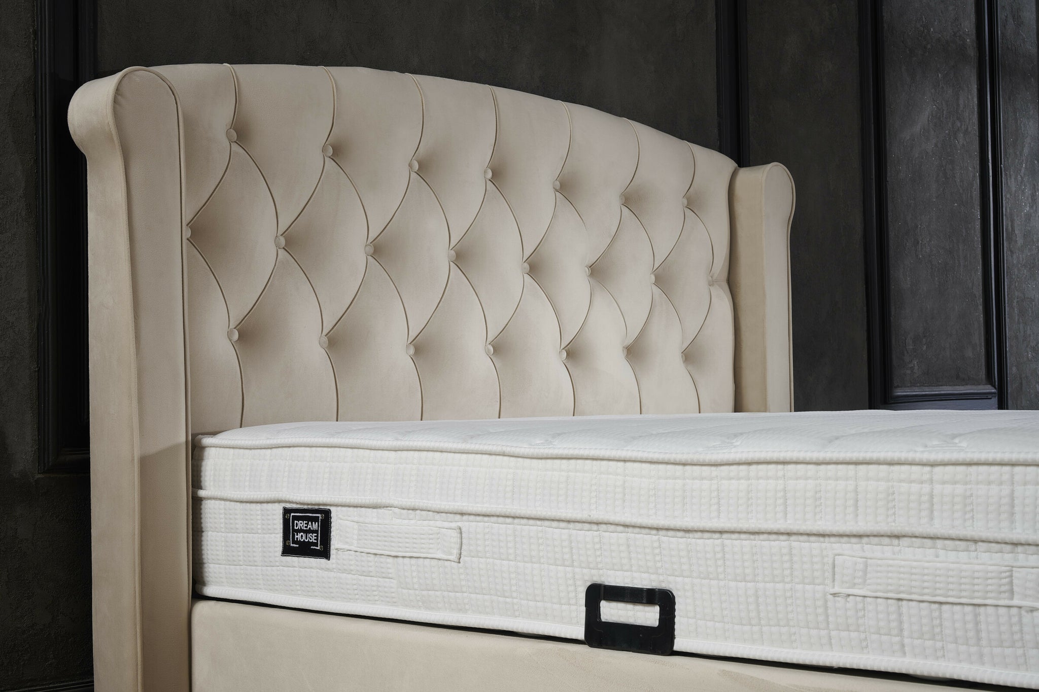Opbergboxspring Aurora Velvet Beige 180x200