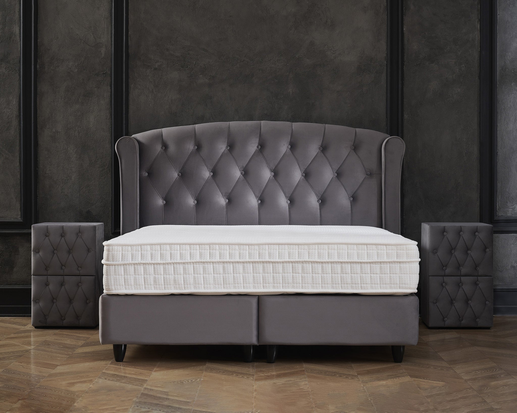 Opbergboxspring Aurora Velvet Antraciet 90x200