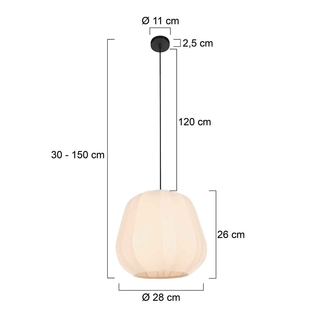 Hanglamp Sable 4123CR - sfeervolle pendel met crème linnen kap Ø28 cm