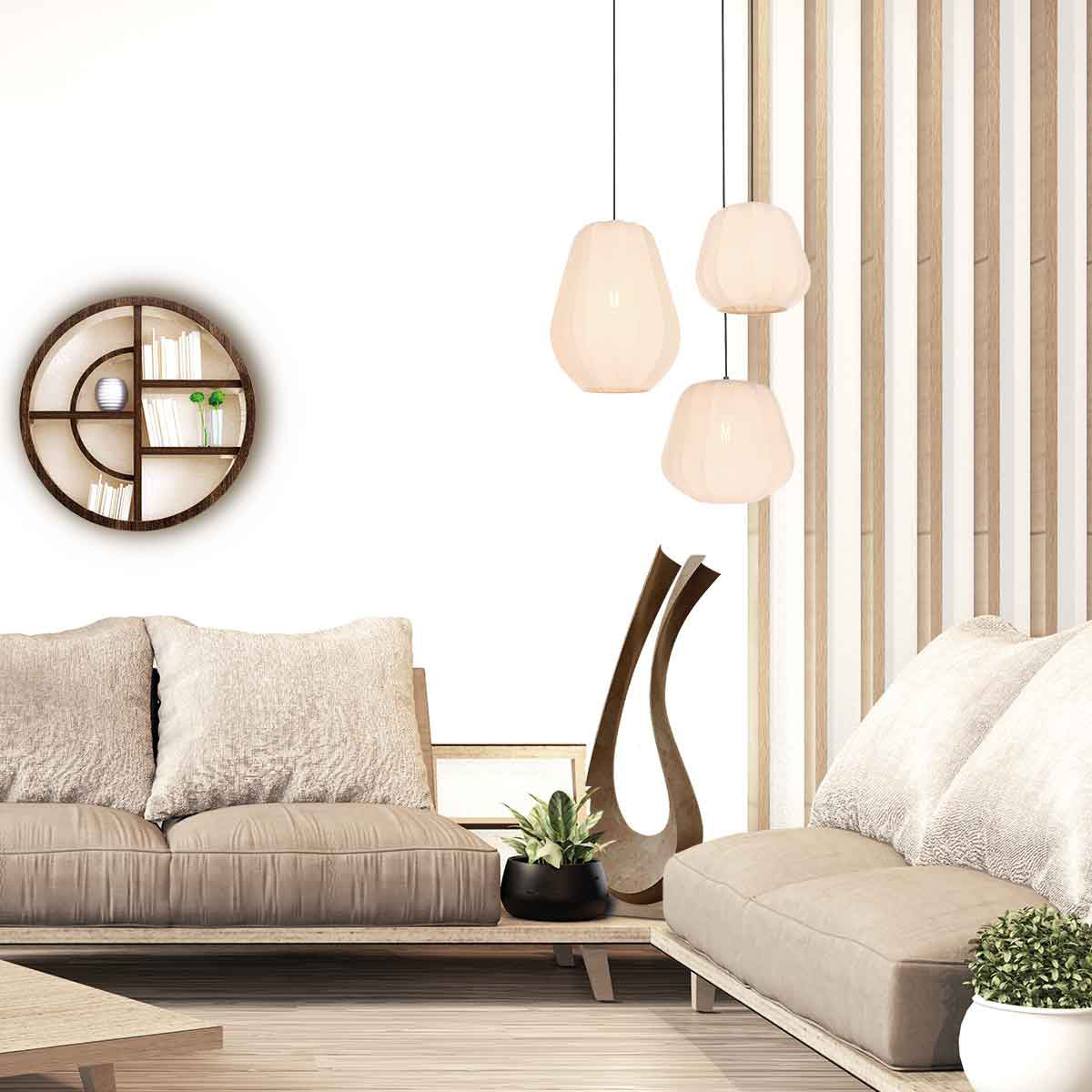 Hanglamp Sable 4124CR - warme sfeermaker met crème linnen kap Ø27 cm