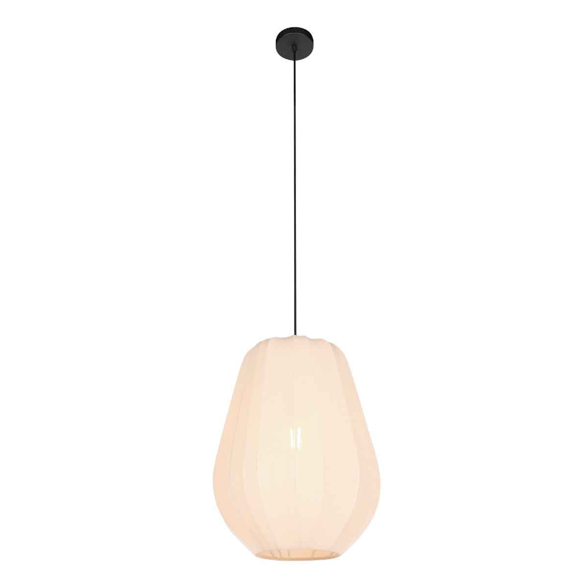 Hanglamp Sable 4124CR - warme sfeermaker met crème linnen kap Ø27 cm