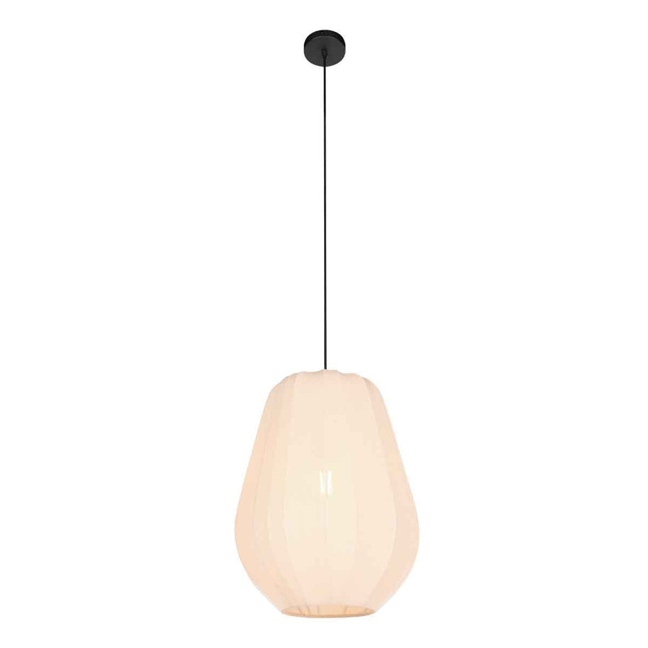 Hanglamp Sable 4124CR - warme sfeermaker met crème linnen kap Ø27 cm