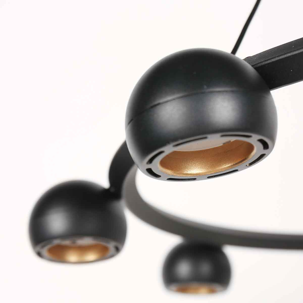 8-lichts zwarte ronde hanglamp Marcadore Ø60 cm