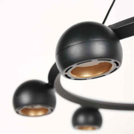 8-lichts zwarte ronde hanglamp Marcadore Ø60 cm