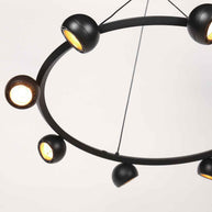 8-lichts zwarte ronde hanglamp Marcadore Ø60 cm