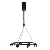8-lichts zwarte ronde hanglamp Marcadore Ø60 cm