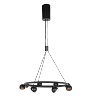 8-lichts zwarte ronde hanglamp Marcadore Ø60 cm