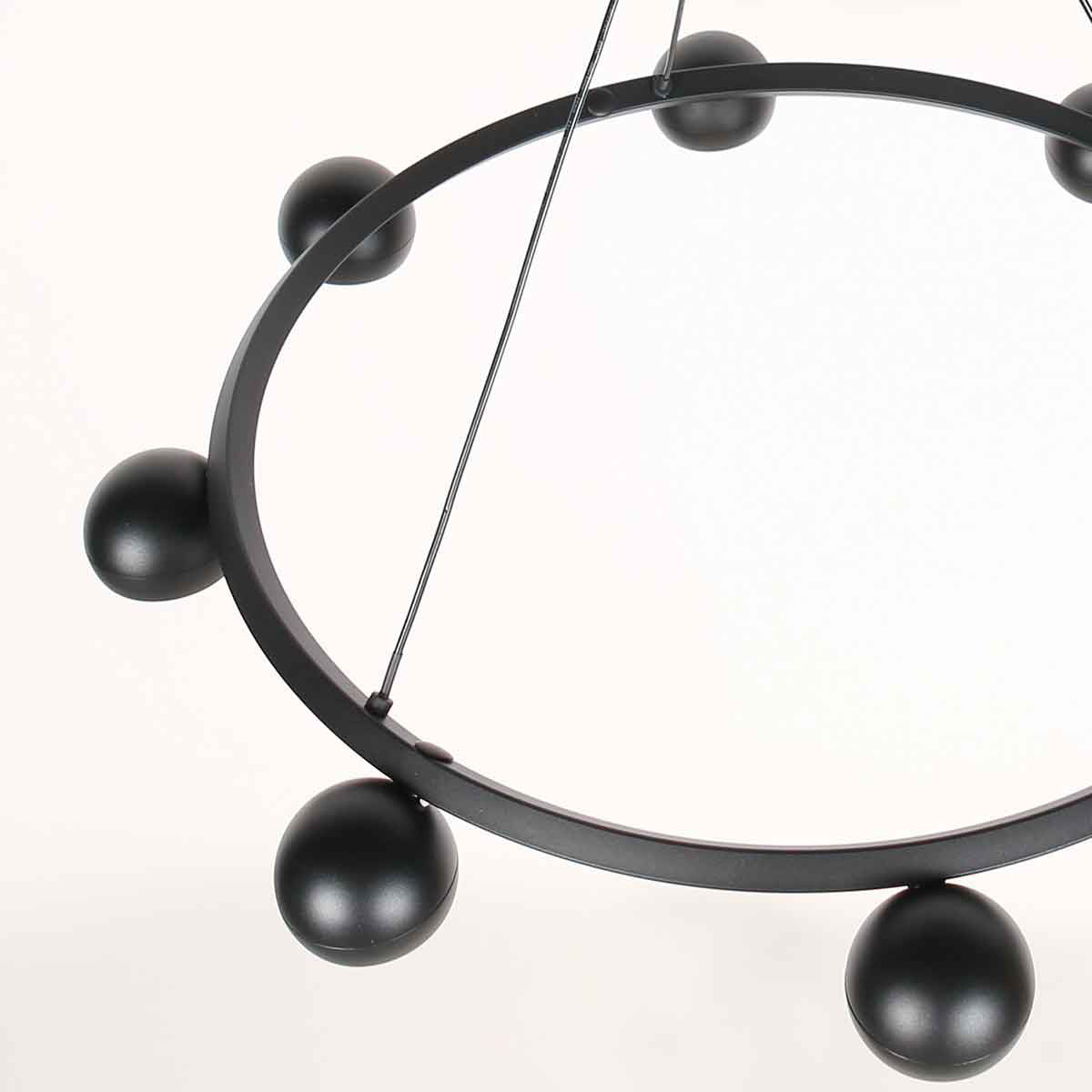 8-lichts zwarte ronde hanglamp Marcadore Ø60 cm