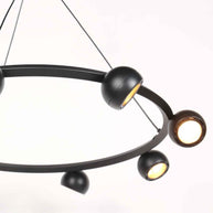 8-lichts zwarte ronde hanglamp Marcadore Ø60 cm