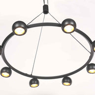 8-lichts zwarte ronde hanglamp Marcadore Ø60 cm