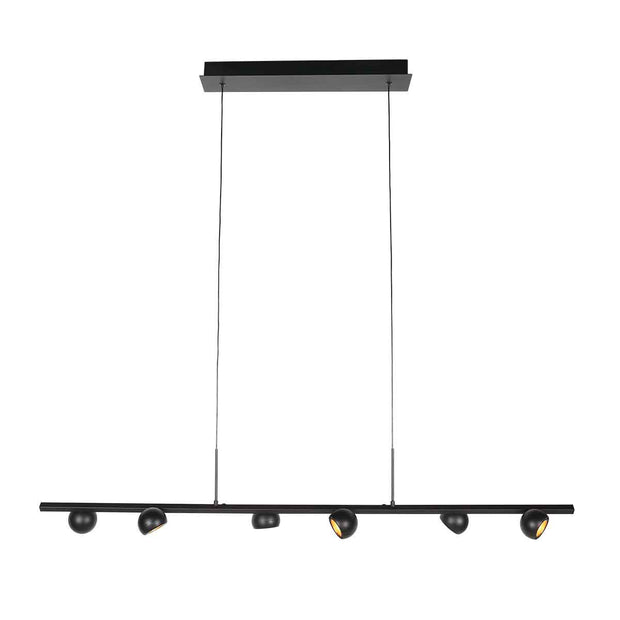 Zwarte hanglamp Marcadore, 120 cm breed, 6-lichts