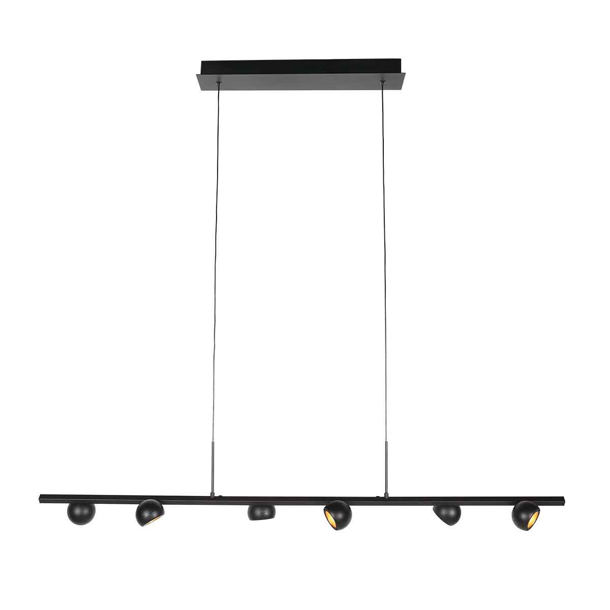 Zwarte hanglamp Marcadore, 120 cm breed, 6-lichts