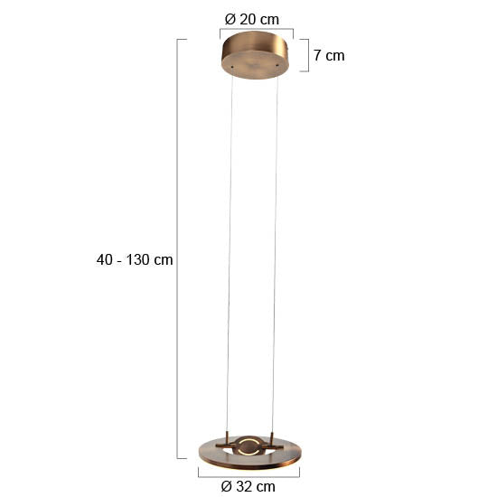 Soleil 4140BR – elegante bronzen hanglamp met draaibare ringen