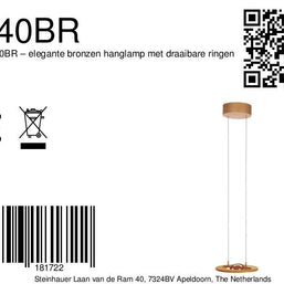 Soleil 4140BR – elegante bronzen hanglamp met draaibare ringen