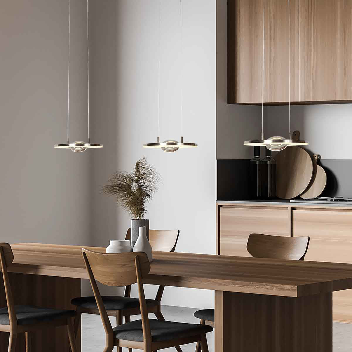 Staalkleurige hanglamp Soleil 4140ST met liftsysteem