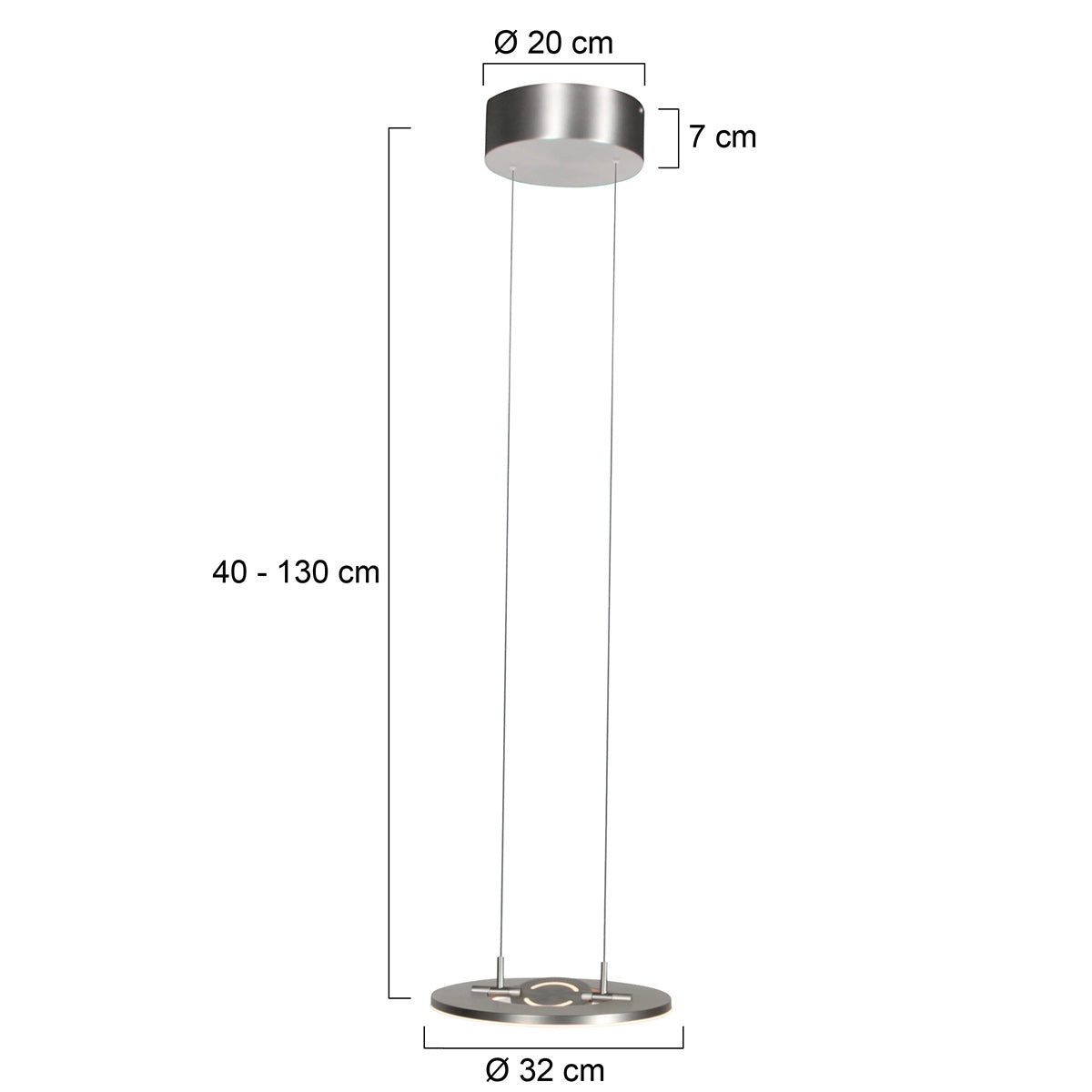 Staalkleurige hanglamp Soleil 4140ST met liftsysteem