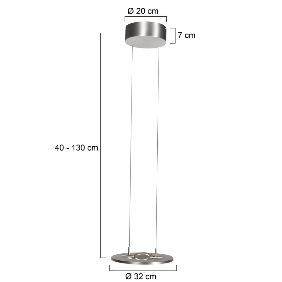 Staalkleurige hanglamp Soleil 4140ST met liftsysteem