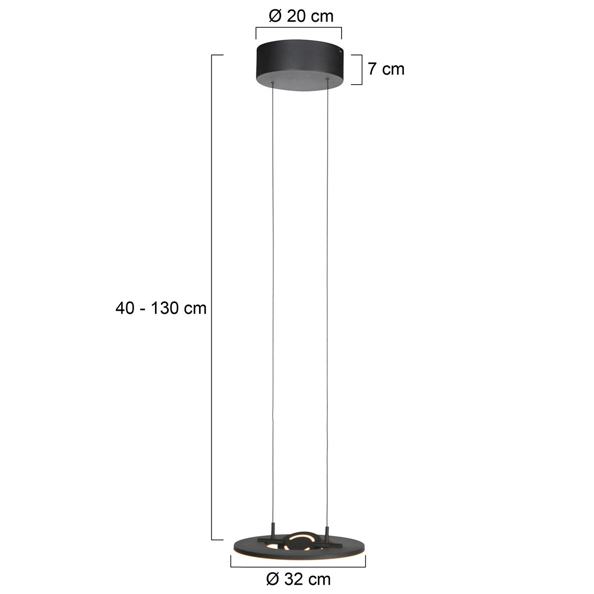 Zwarte hanglamp Soleil 4140ZW met liftsysteem
