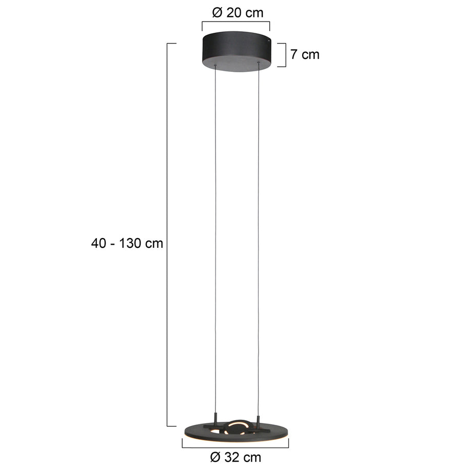 Zwarte hanglamp Soleil 4140ZW met liftsysteem