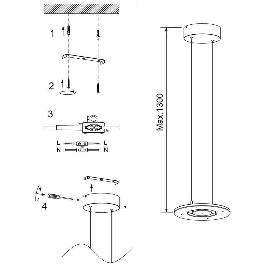 Zwarte hanglamp Soleil 4140ZW met liftsysteem