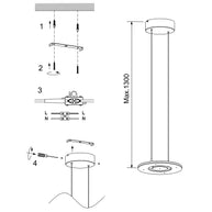 Zwarte hanglamp Soleil 4140ZW met liftsysteem
