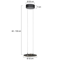 Zwarte hanglamp Soleil 4140ZW met liftsysteem