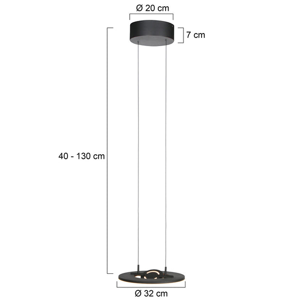 Zwarte hanglamp Soleil 4140ZW met liftsysteem