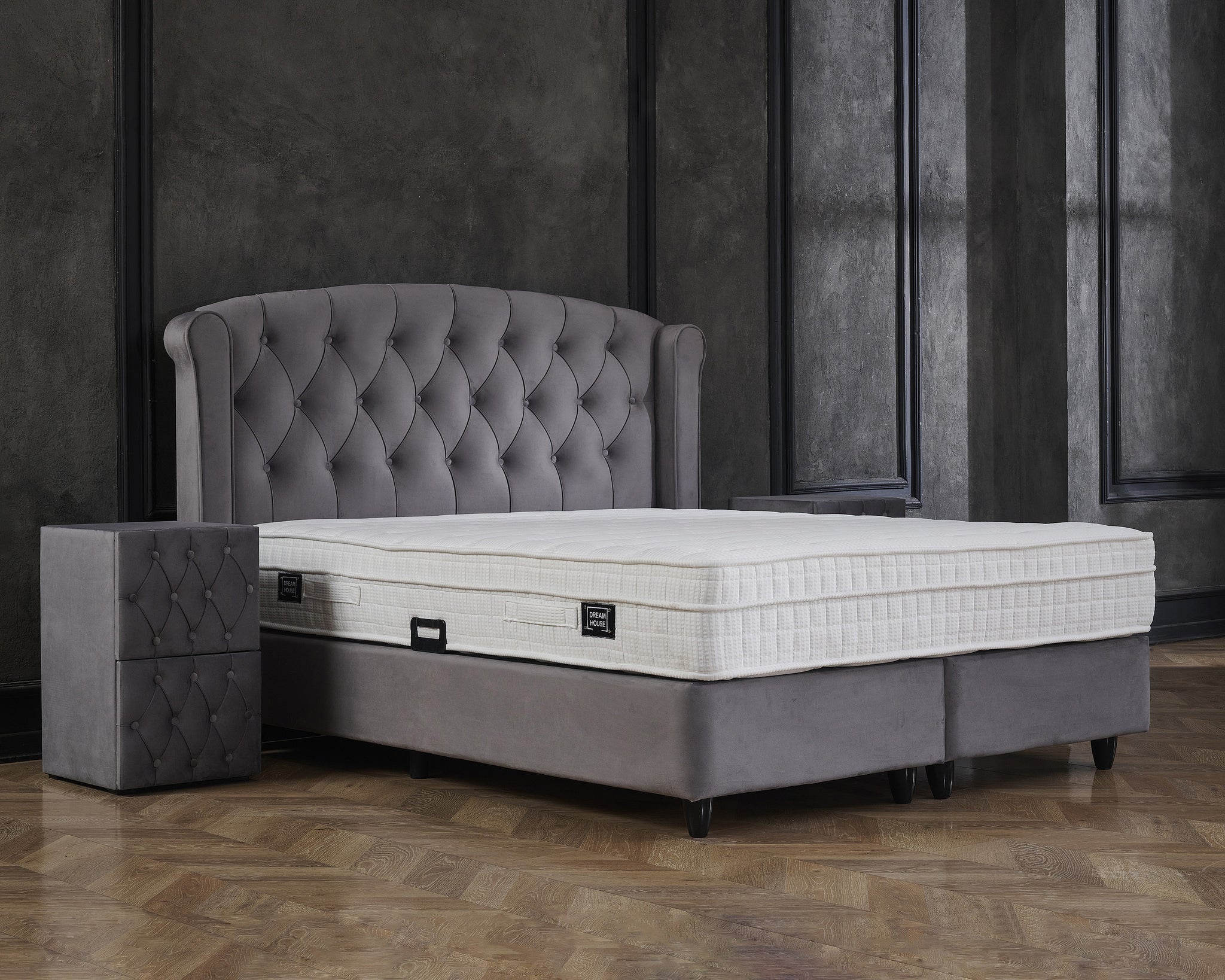 Opbergboxspring Aurora Velvet Antraciet 140x200