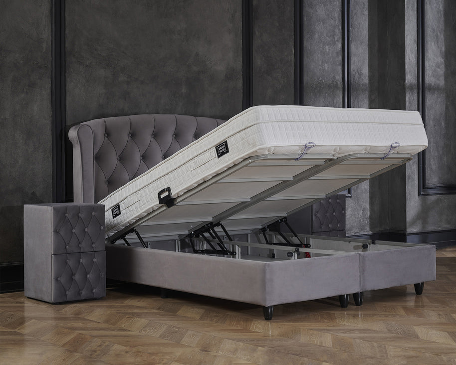 Opbergboxspring Aurora Velvet Antraciet 140x200