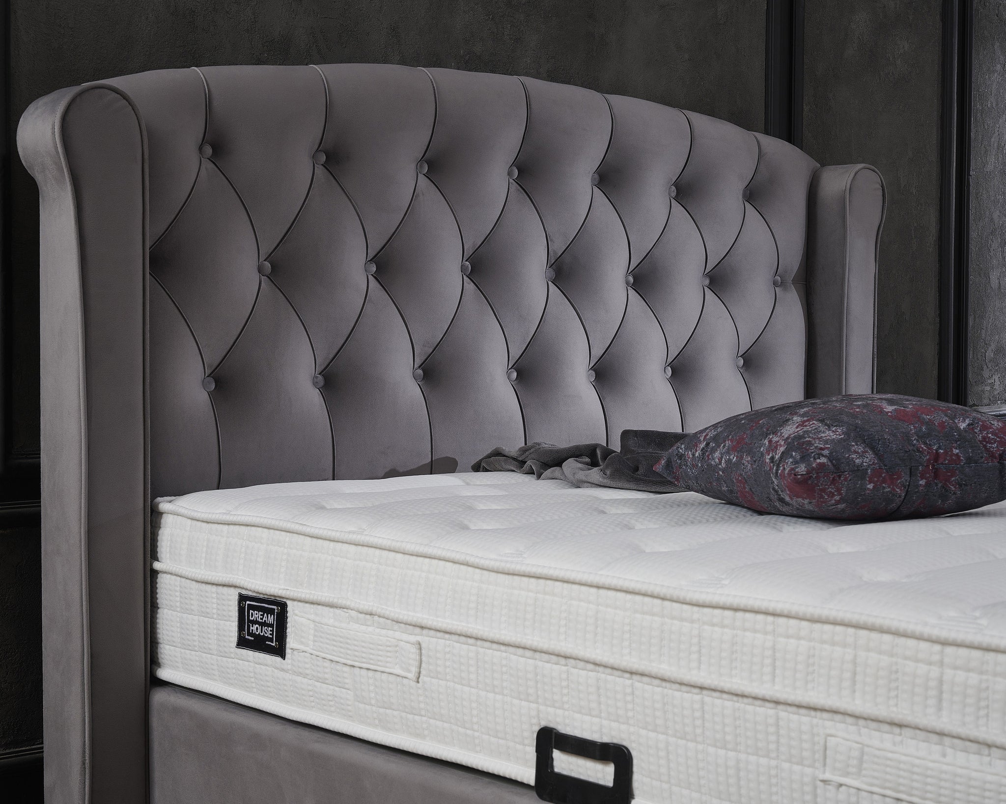 Opbergboxspring Aurora Velvet Antraciet 140x200