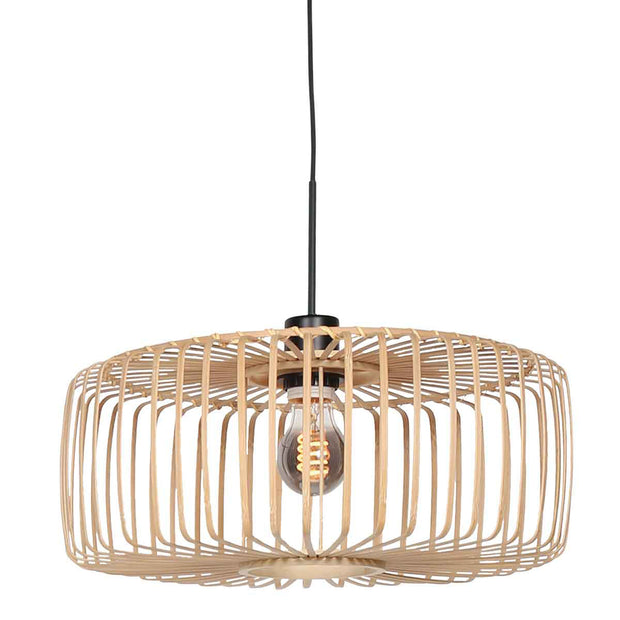 Hanglamp Breeza-Beach 4152ZW zwart met bamboe kap Ø50 cm
