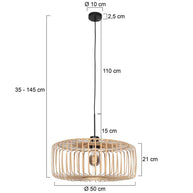 Hanglamp Breeza-Beach 4152ZW zwart met bamboe kap Ø50 cm