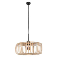 Hanglamp Breeza-Beach 4152ZW zwart met bamboe kap Ø50 cm